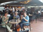 having drinks with highschool friends Yvon and Bernie